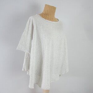 Primness Womens Small  Heather Dove Gray  SS Asymmetric Cotton T Shirt Relaxed